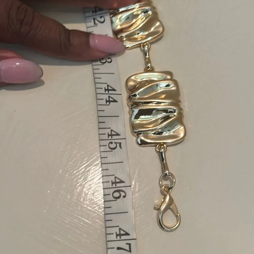 8 Other Reasons Gigi Chain Statement Belt Textured Gold Links Trendy NEW